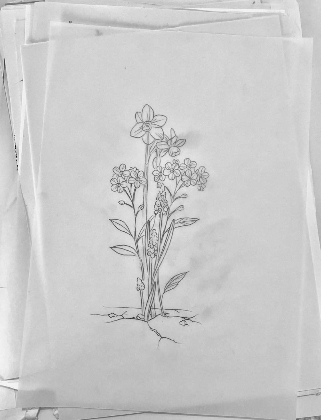 Entwurf einer Blumen-Tattoo-Skizze